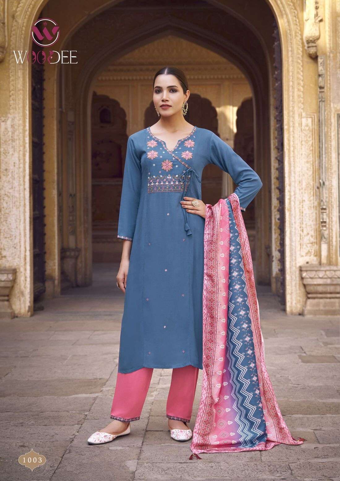 GOLDEN PEARL VOL-1 BY WOODEE PREMIUM SOFT MUSLIN DIGITAL PRINT WITH LATKAN 3 PCS SET