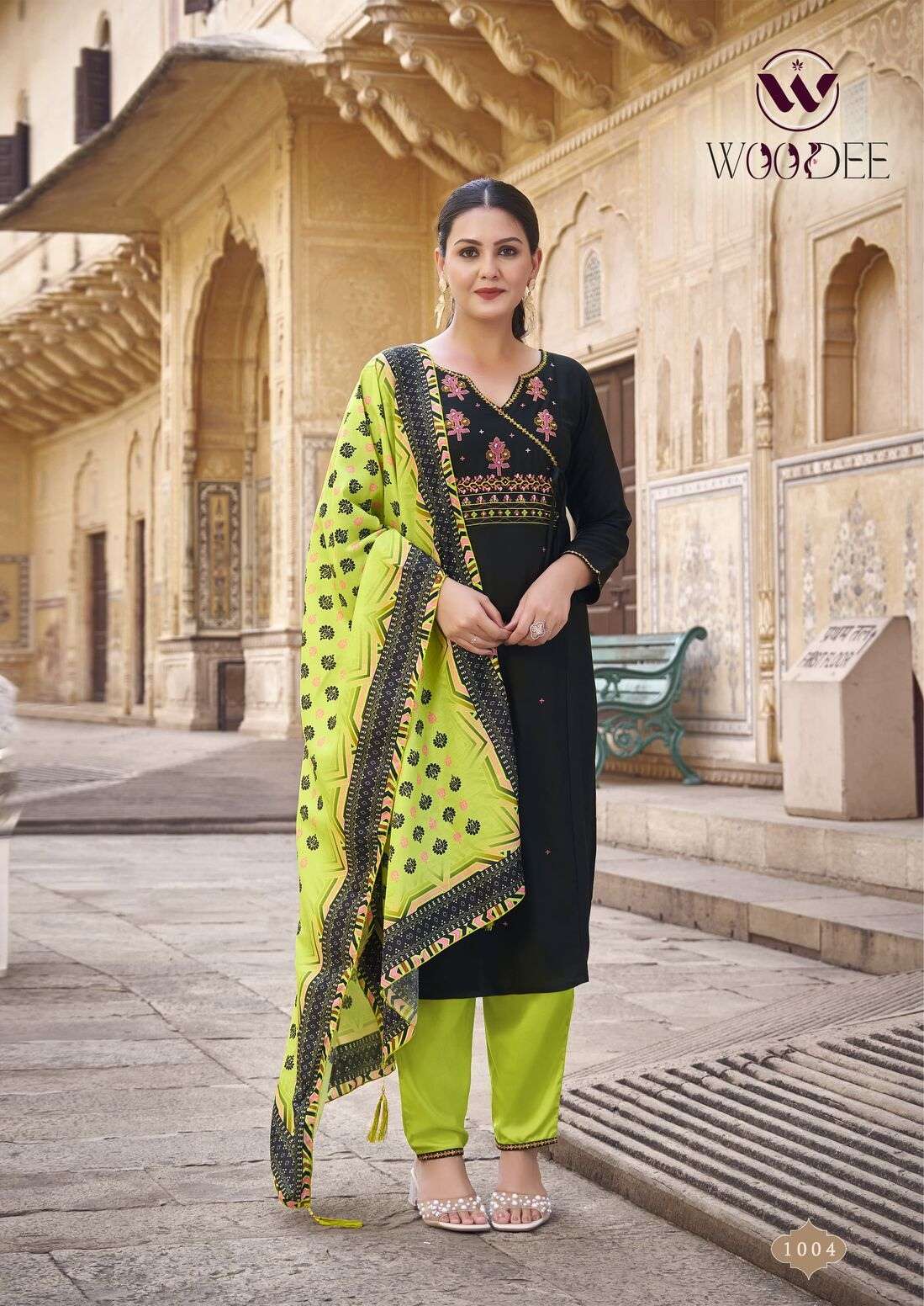 GOLDEN PEARL VOL-1 BY WOODEE PREMIUM SOFT MUSLIN DIGITAL PRINT WITH LATKAN 3 PCS SET