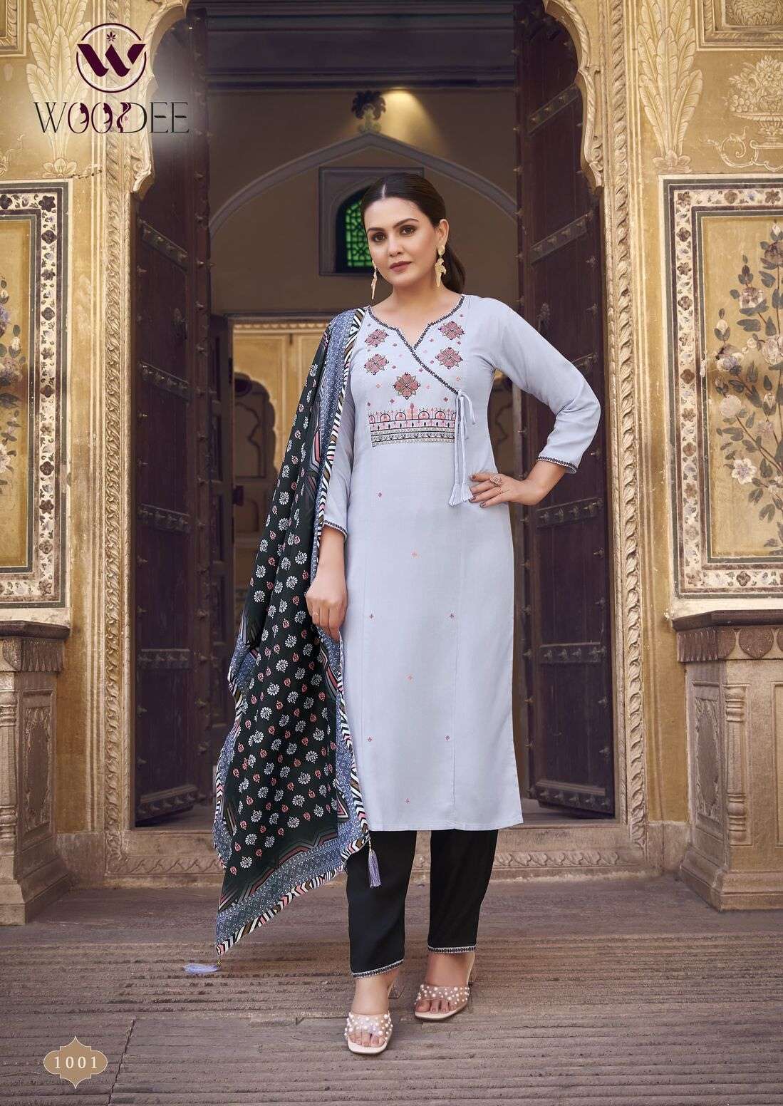 GOLDEN PEARL VOL-1 BY WOODEE PREMIUM SOFT MUSLIN DIGITAL PRINT WITH LATKAN 3 PCS SET
