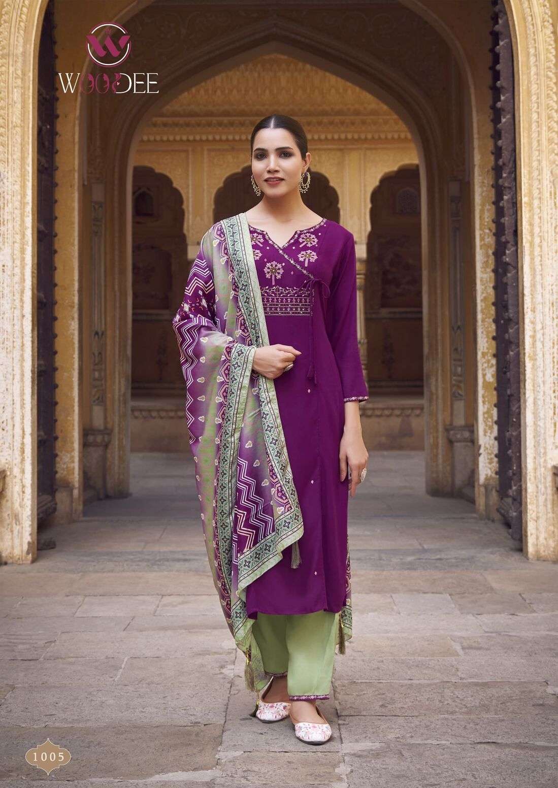 GOLDEN PEARL VOL-1 BY WOODEE PREMIUM SOFT MUSLIN DIGITAL PRINT WITH LATKAN 3 PCS SET