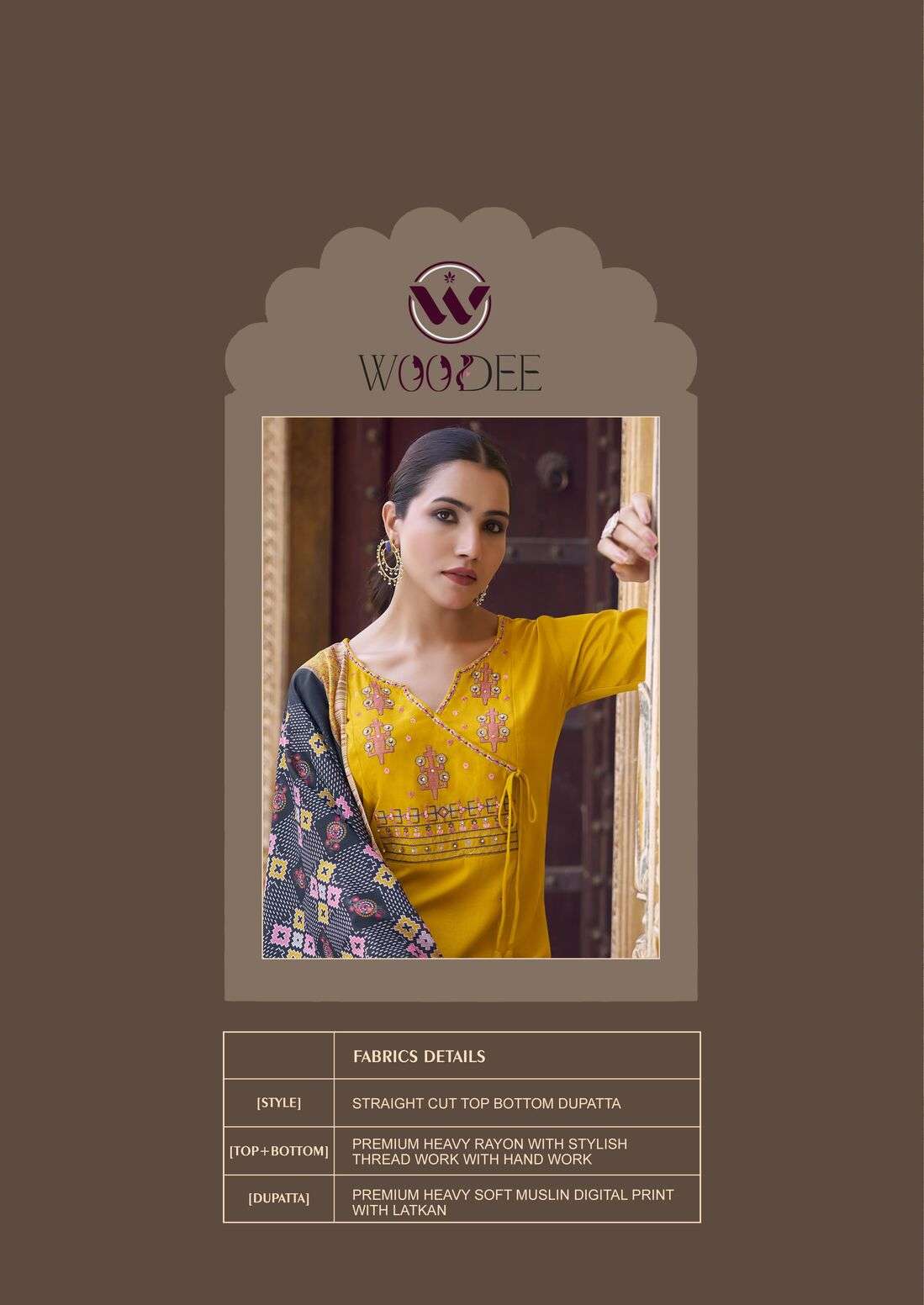 GOLDEN PEARL VOL-1 BY WOODEE PREMIUM SOFT MUSLIN DIGITAL PRINT WITH LATKAN 3 PCS SET