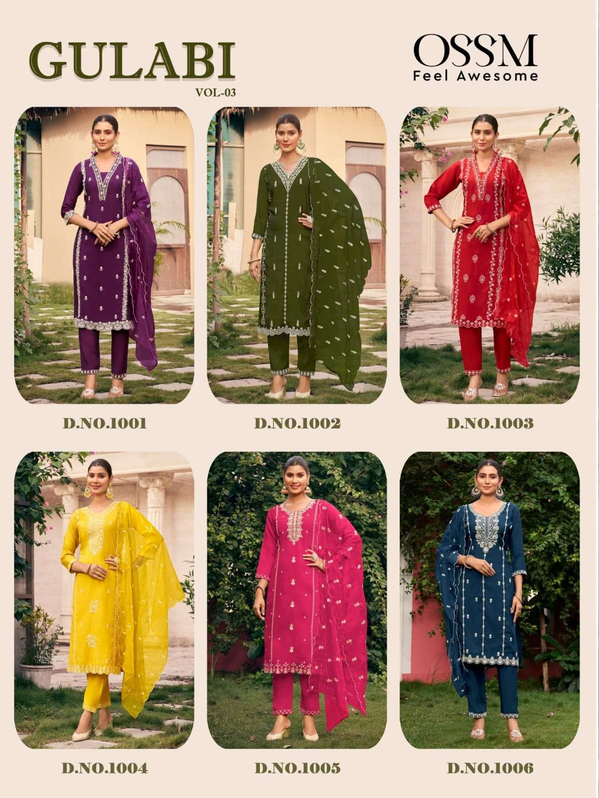 GULABI VOL-3 BY OSSM ROMAN SILK 3 PCS WITH EMBROIDERY ORGANZA DUPATTA 