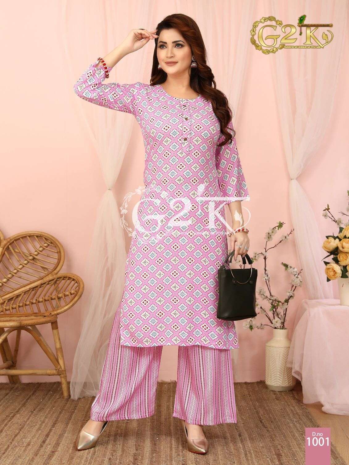 GULABO BY G2K RAYON PRINTED 2 PIECE KURTI PLAZO 