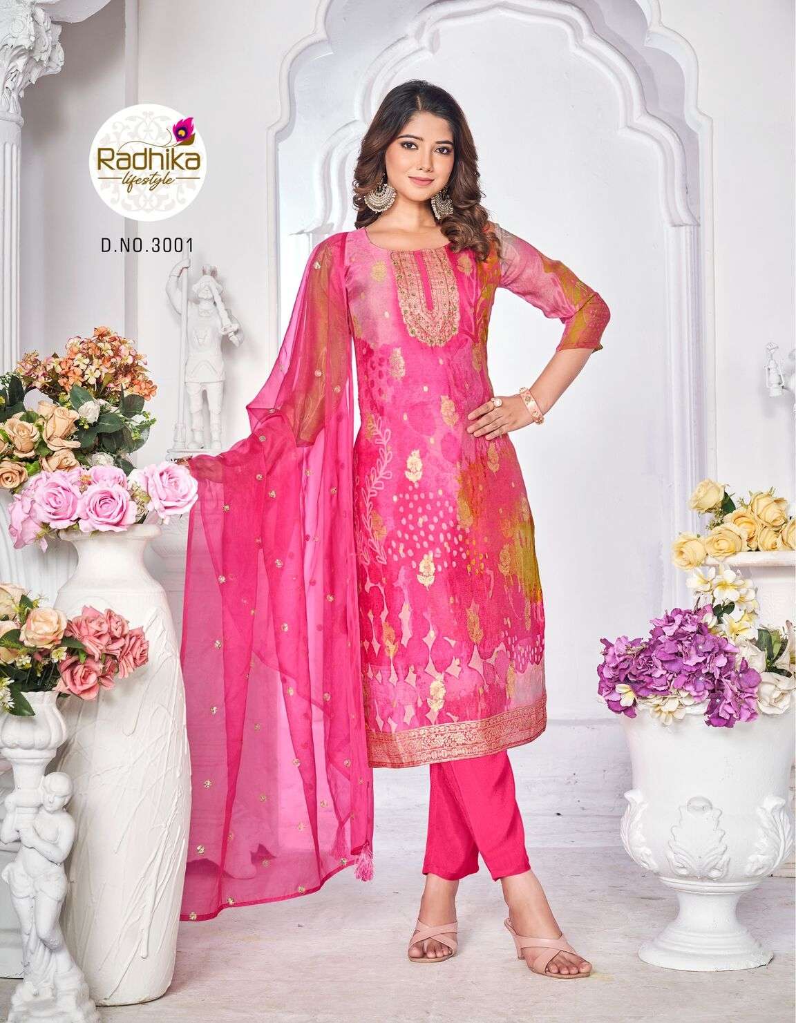 GULNAZ VOL-1 BY RADHIKA LIFESTYLE PURE ORGANZA WITH DIGITAL PRINT 3 PCS SET 