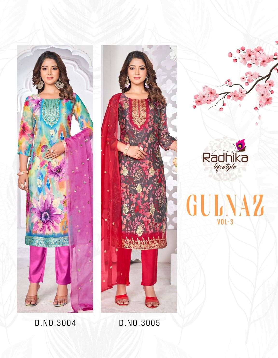 GULNAZ VOL-1 BY RADHIKA LIFESTYLE PURE ORGANZA WITH DIGITAL PRINT 3 PCS SET 