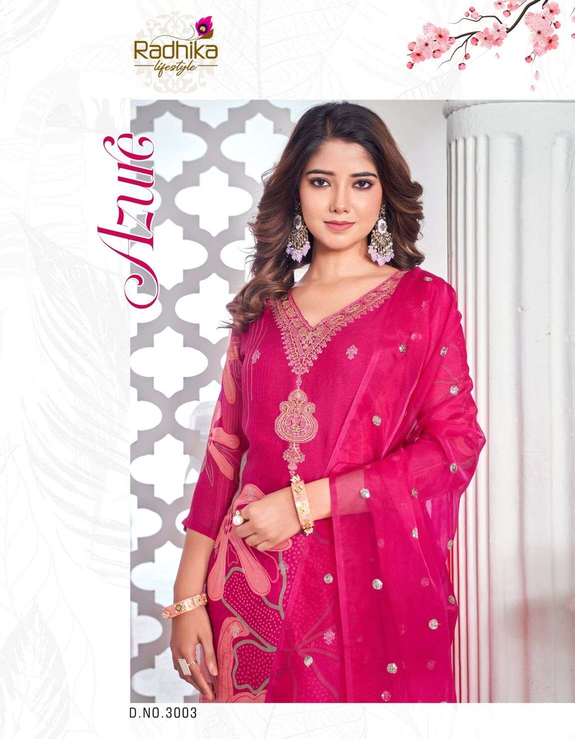 GULNAZ VOL-1 BY RADHIKA LIFESTYLE PURE ORGANZA WITH DIGITAL PRINT 3 PCS SET 