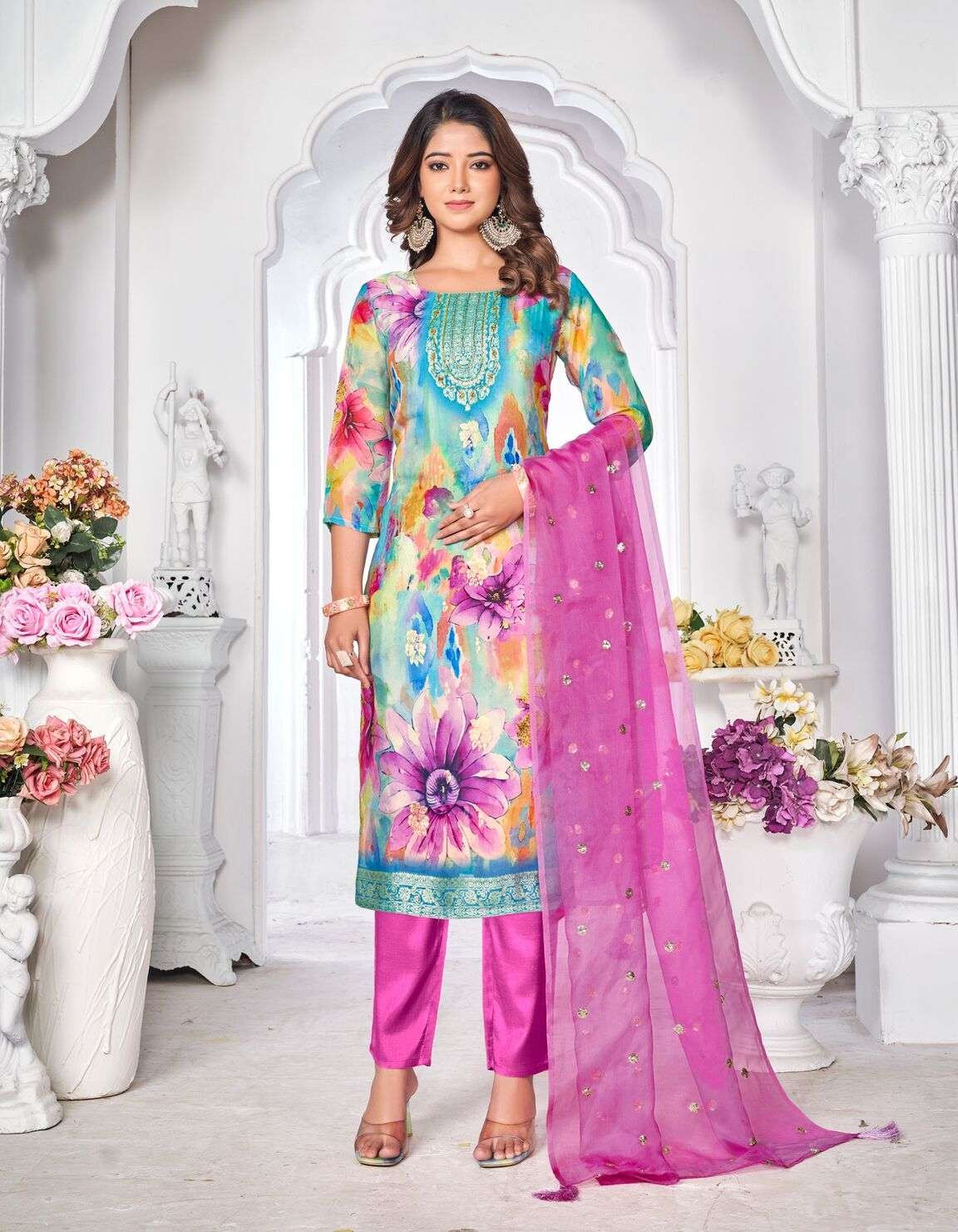 GULNAZ VOL-1 BY RADHIKA LIFESTYLE PURE ORGANZA WITH DIGITAL PRINT 3 PCS SET 