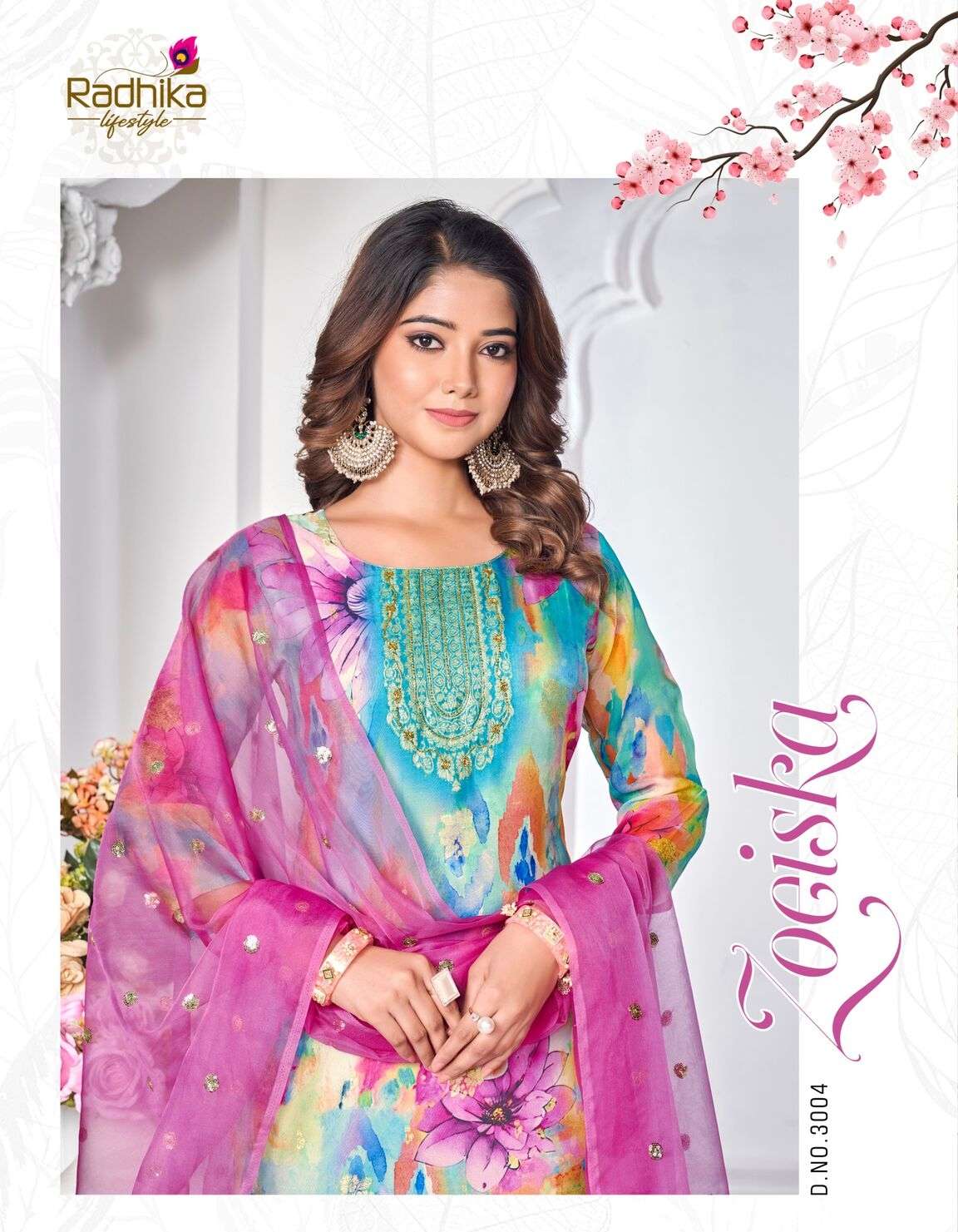 GULNAZ VOL-1 BY RADHIKA LIFESTYLE PURE ORGANZA WITH DIGITAL PRINT 3 PCS SET 