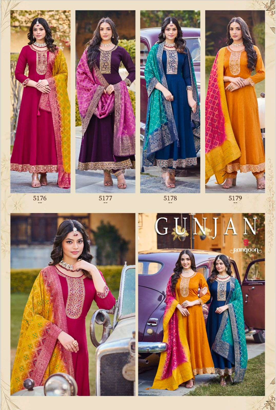 GUNJAN BY RANGOON SILK WITH FANCY EMBROIDERY WORK IN ANARKALI STYLE 