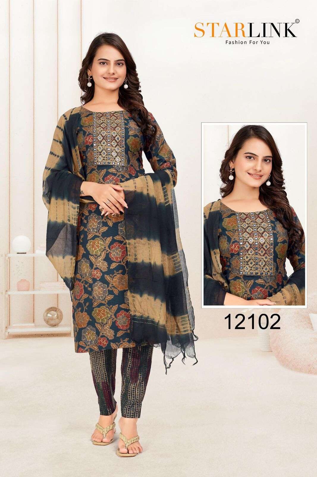 HIDE & SEEK BY STARLINK CAPSULE PRINT EMBROIDERY PATCH WITH GADWAL DUPATTA