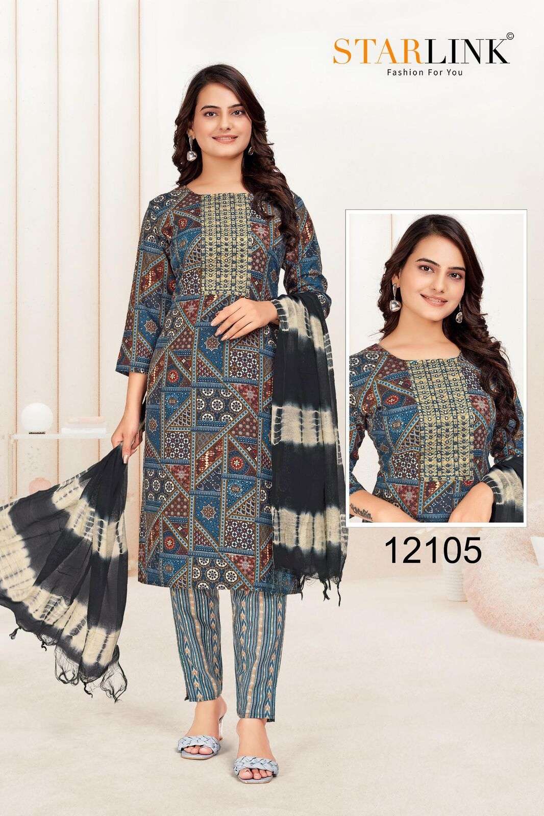 HIDE & SEEK BY STARLINK CAPSULE PRINT EMBROIDERY PATCH WITH GADWAL DUPATTA