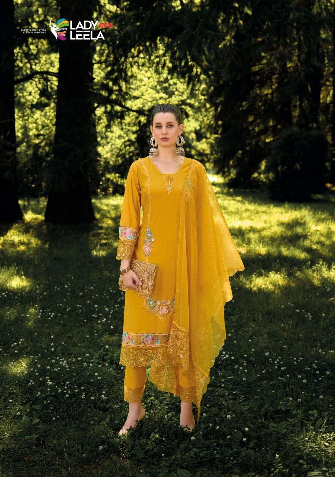 IBADAT VOL-3 BY LADY LEELA ORGANZA FABRIC WITH EMBROIDERY DIAMOND SCALPING WORK 