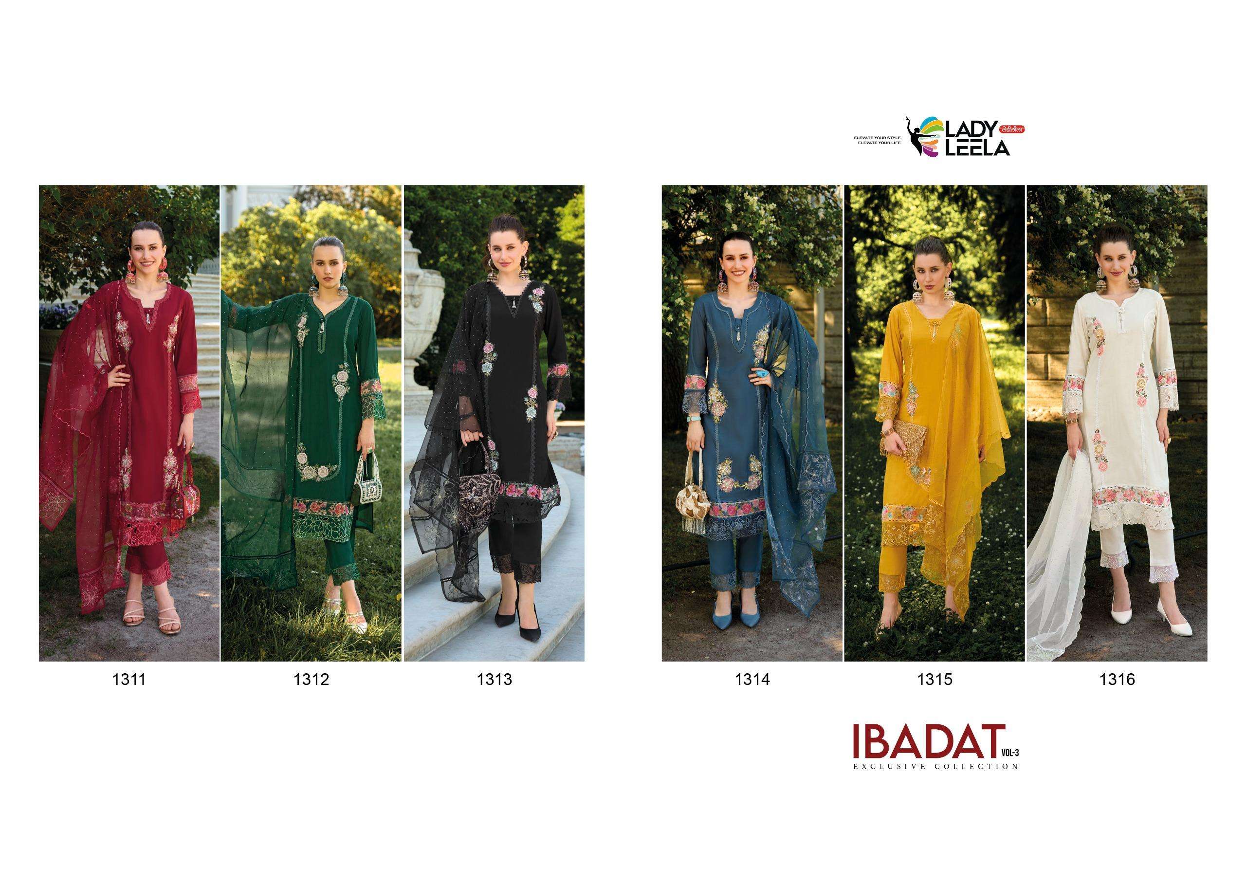 IBADAT VOL-3 BY LADY LEELA ORGANZA FABRIC WITH EMBROIDERY DIAMOND SCALPING WORK 