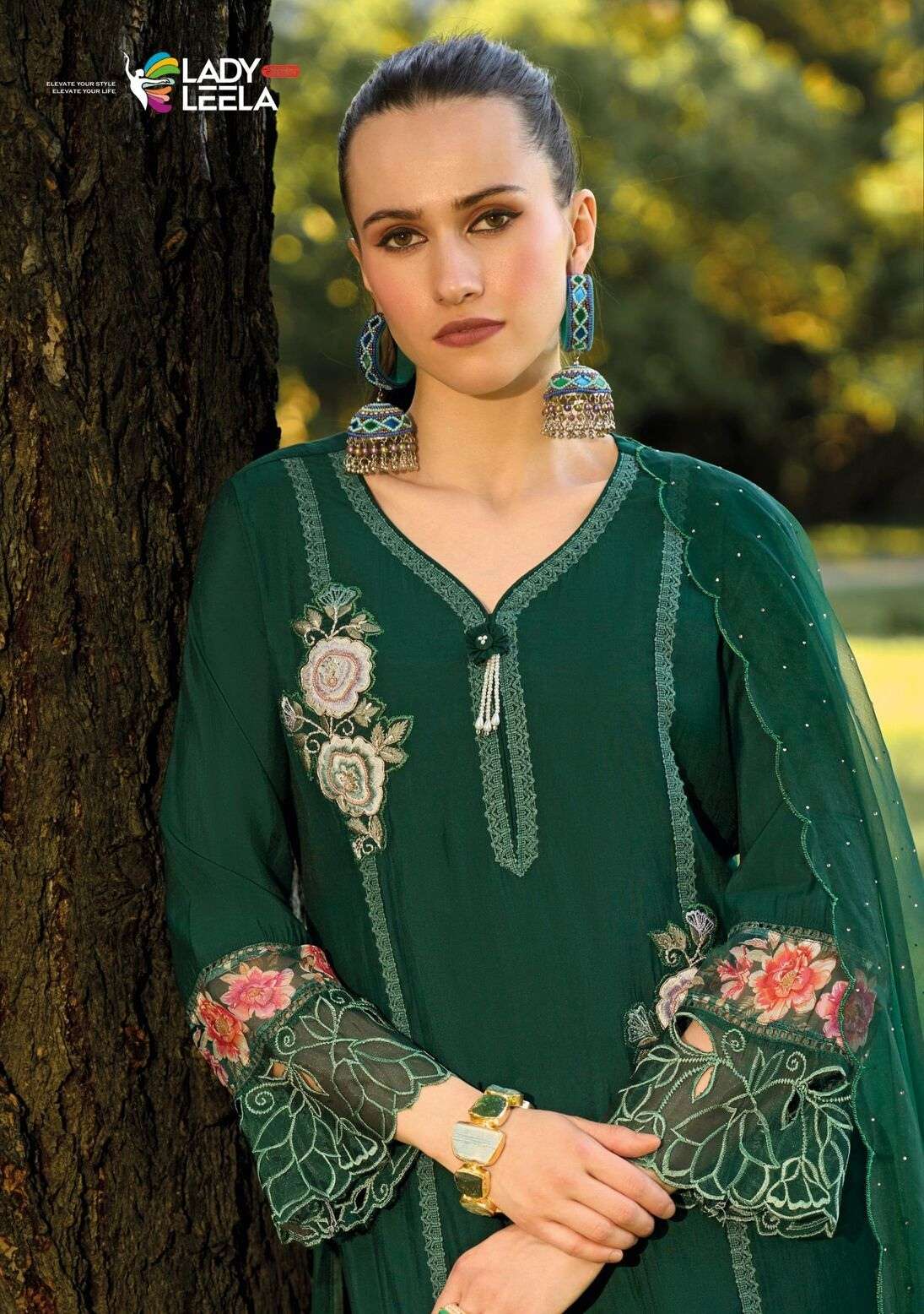 IBADAT VOL-3 BY LADY LEELA ORGANZA FABRIC WITH EMBROIDERY DIAMOND SCALPING WORK 