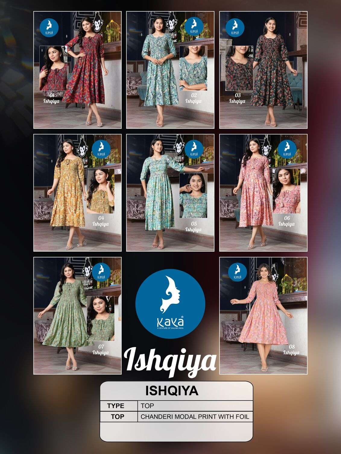 ISHQIYA BY KAYA KURTI ANARKALI TOP WITH CHANDERI FOIL PRINT CONCEPT