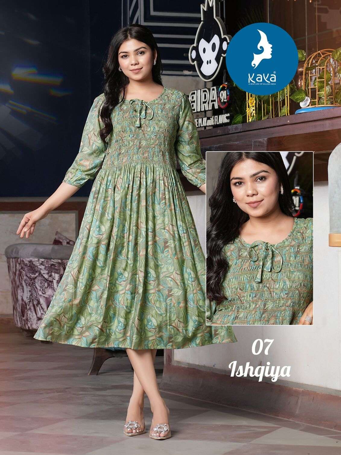 ISHQIYA BY KAYA KURTI ANARKALI TOP WITH CHANDERI FOIL PRINT CONCEPT