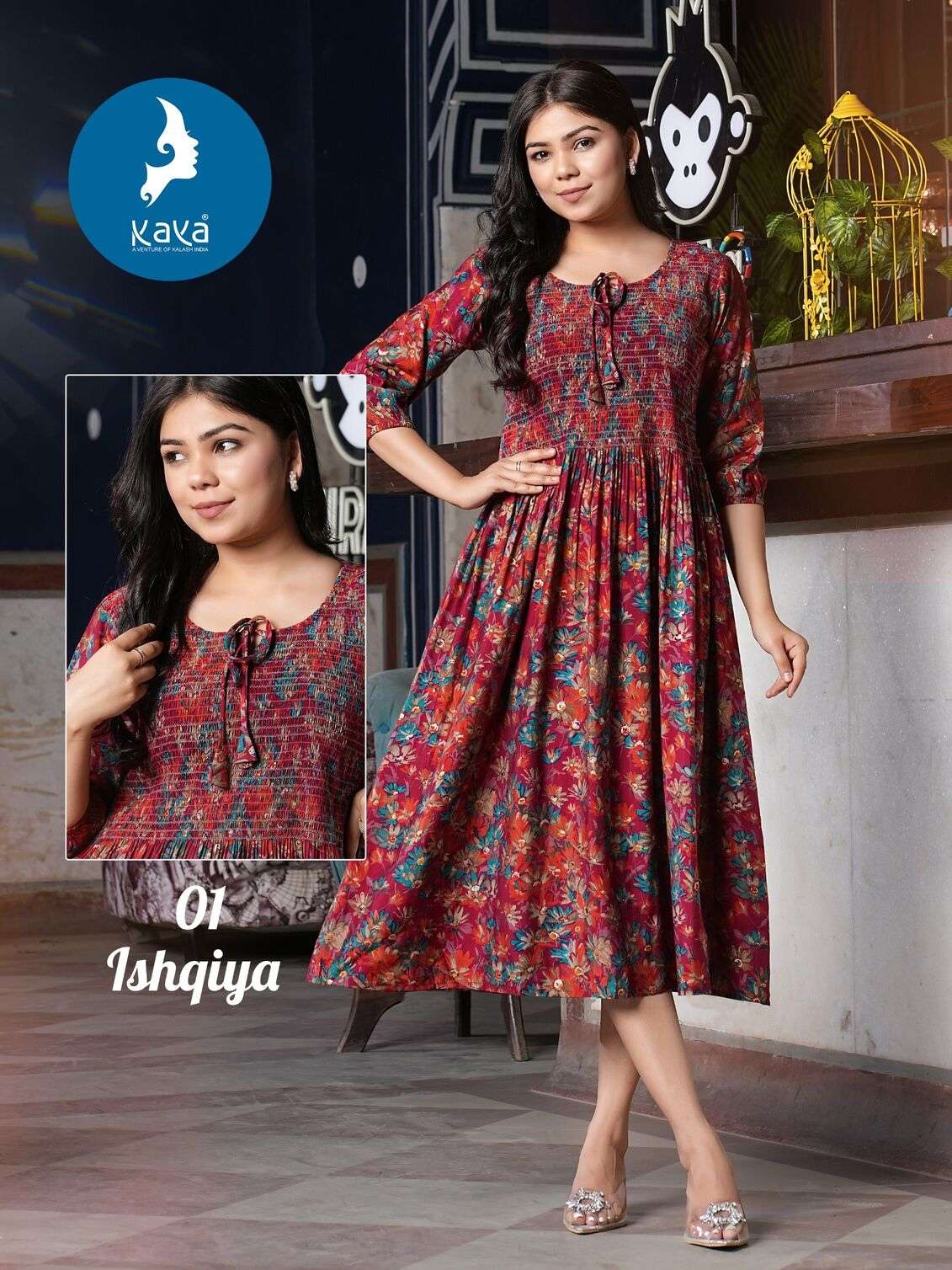 ISHQIYA BY KAYA KURTI ANARKALI TOP WITH CHANDERI FOIL PRINT CONCEPT