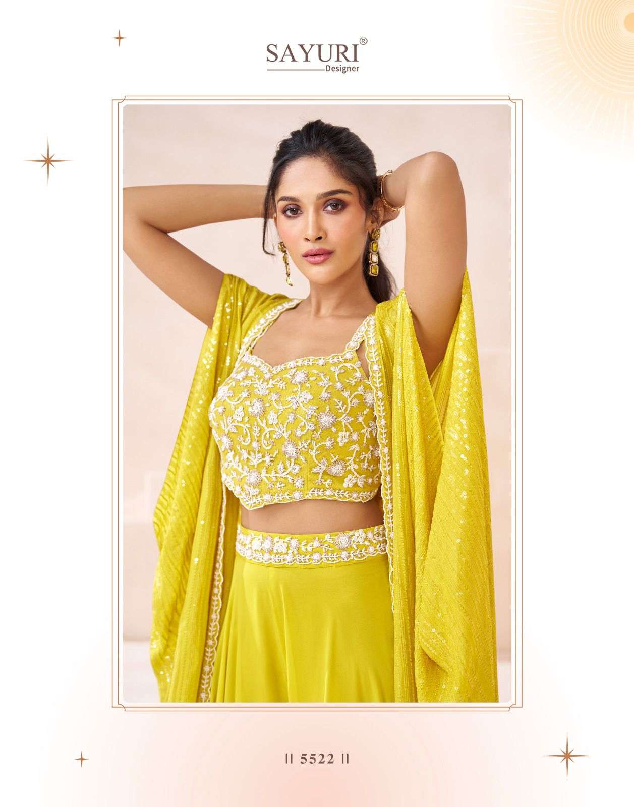 ISHUM BY SAYURI DESIGNER REAL GEORGETTE TOP PLAZO WITH EMBROIDERY SHRUG 
