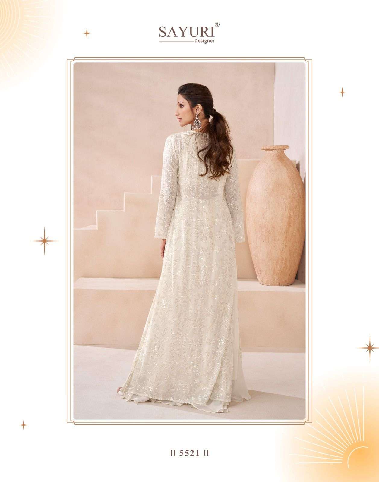 ISHUM BY SAYURI DESIGNER REAL GEORGETTE TOP PLAZO WITH EMBROIDERY SHRUG 