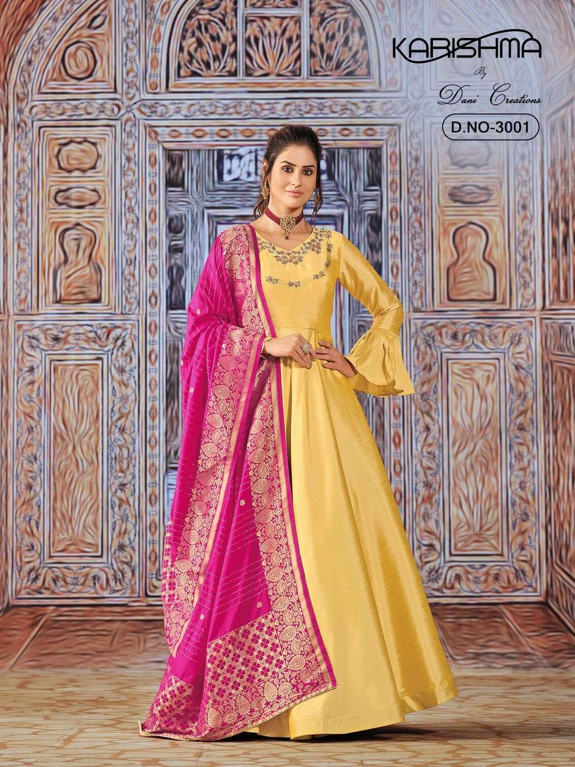 KARISHMA VOL-3 BY DANI CREATIONS ART SILK ANARKALI GOWN WITH DUPATTA 