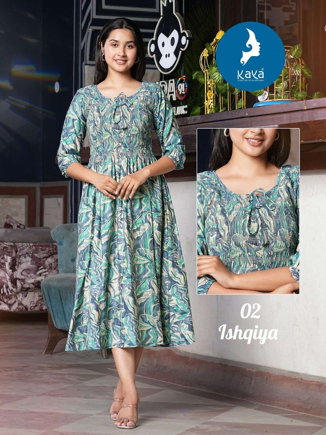 KK-02 IQ CHANDERI WITH FOIL PRINT 1 PIECE FLORAL DRESS