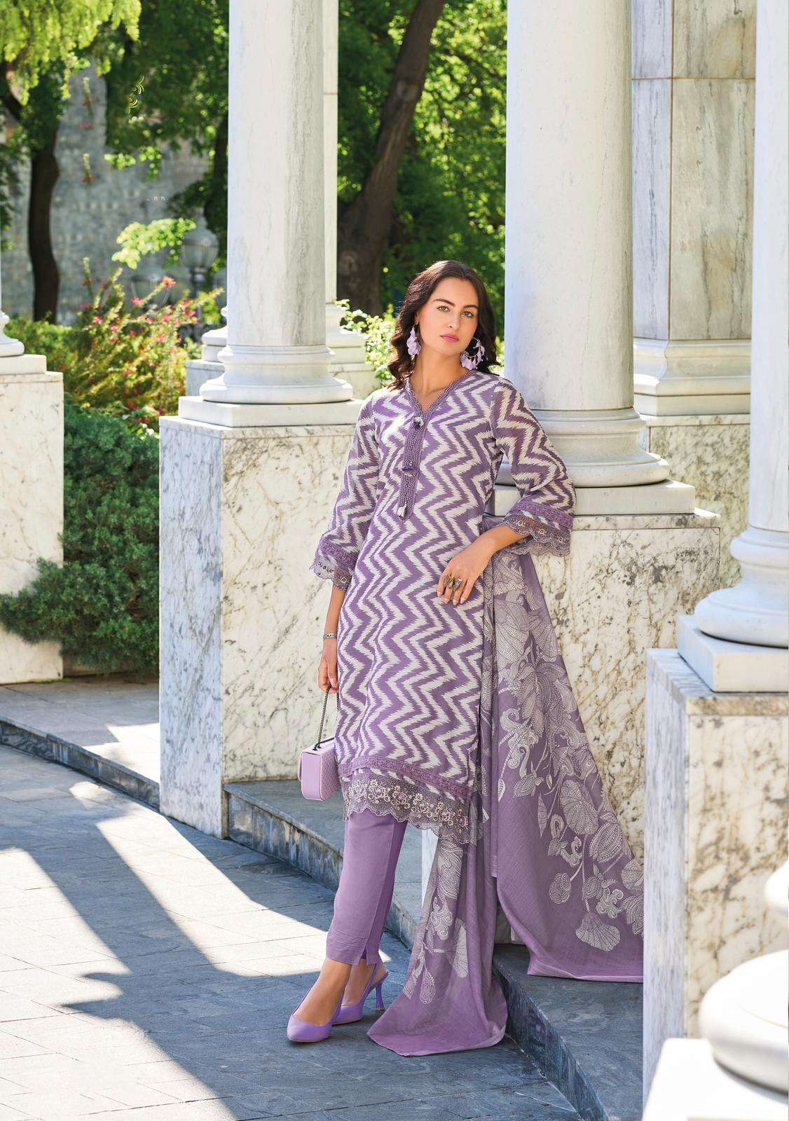 KL-42734 IZ PURE DIGITAL PRINT THREAD HANDWORK KURTI PANT WITH DUPATTA