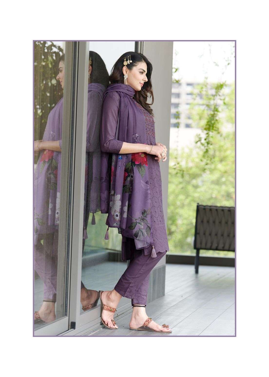 KUMB CANDY BY TEXOFAB PURE CAMBRIC COTTON NECK HNDWORK WITH SCHIFFLI WORK 