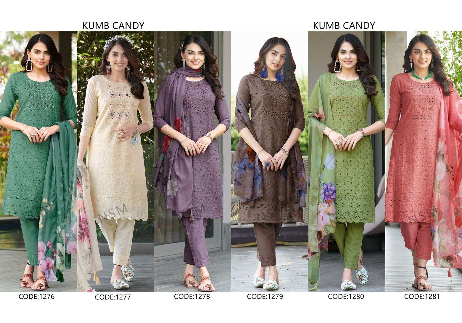 KUMB CANDY BY TEXOFAB PURE CAMBRIC COTTON NECK HNDWORK WITH SCHIFFLI WORK 