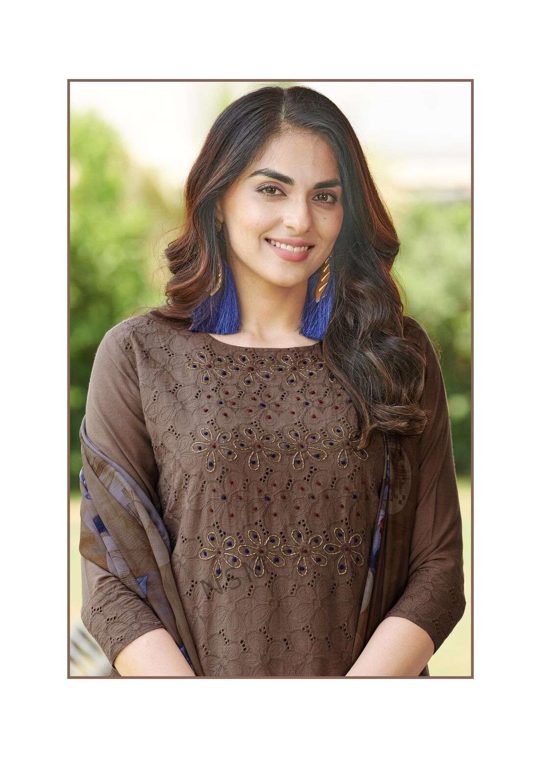 KUMB CANDY BY TEXOFAB PURE CAMBRIC COTTON NECK HNDWORK WITH SCHIFFLI WORK 