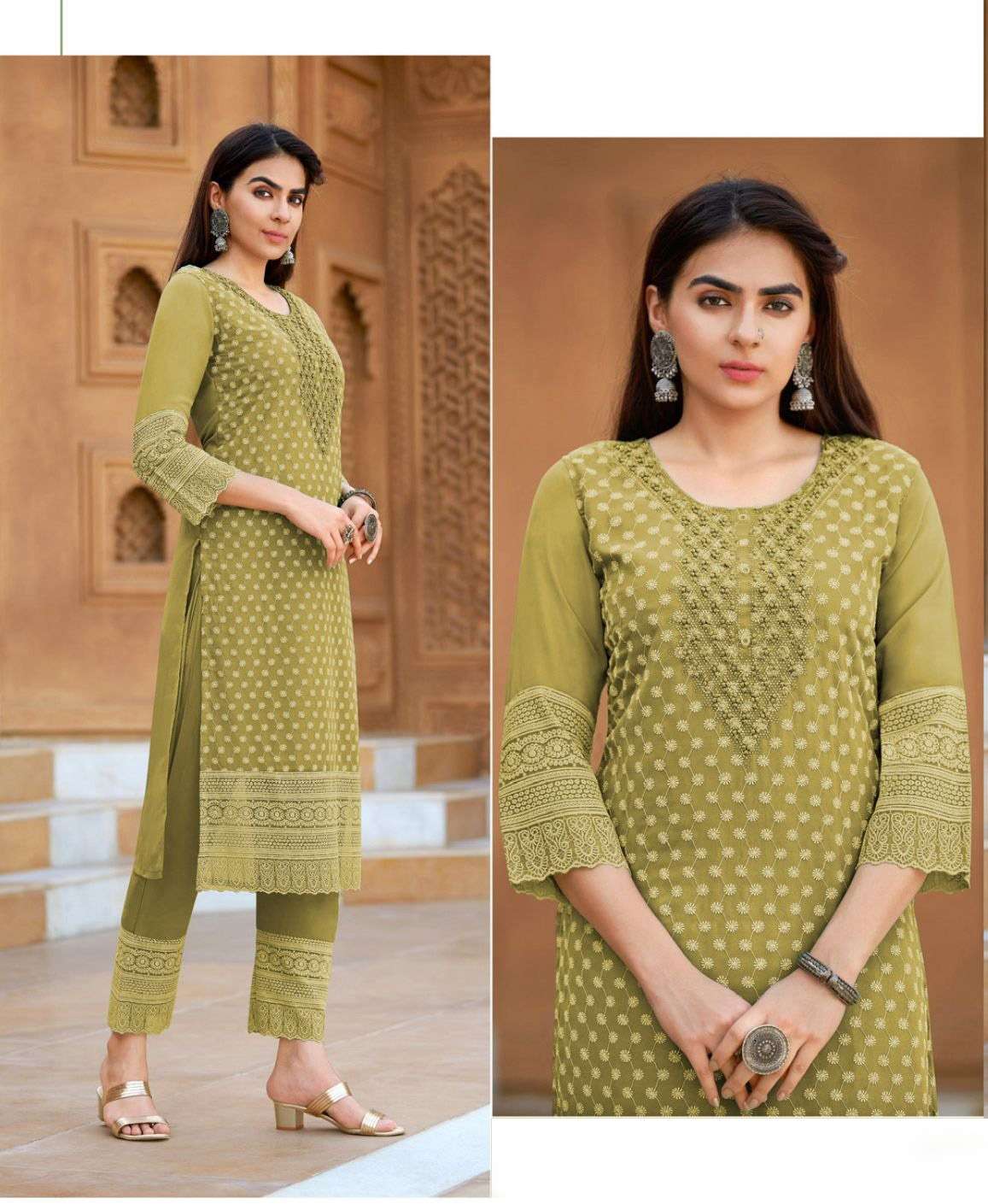 KV-1151 TF HEAVY GEORGETTE WITH EMBROIDERY WORK KURTI PANT & DUPATTA 