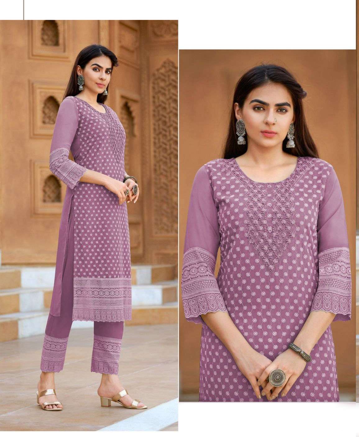 KV-1153 TF HEAVY GEORGETTE WITH EMBROIDERY WORK KURTI PANT & DUPATTA 