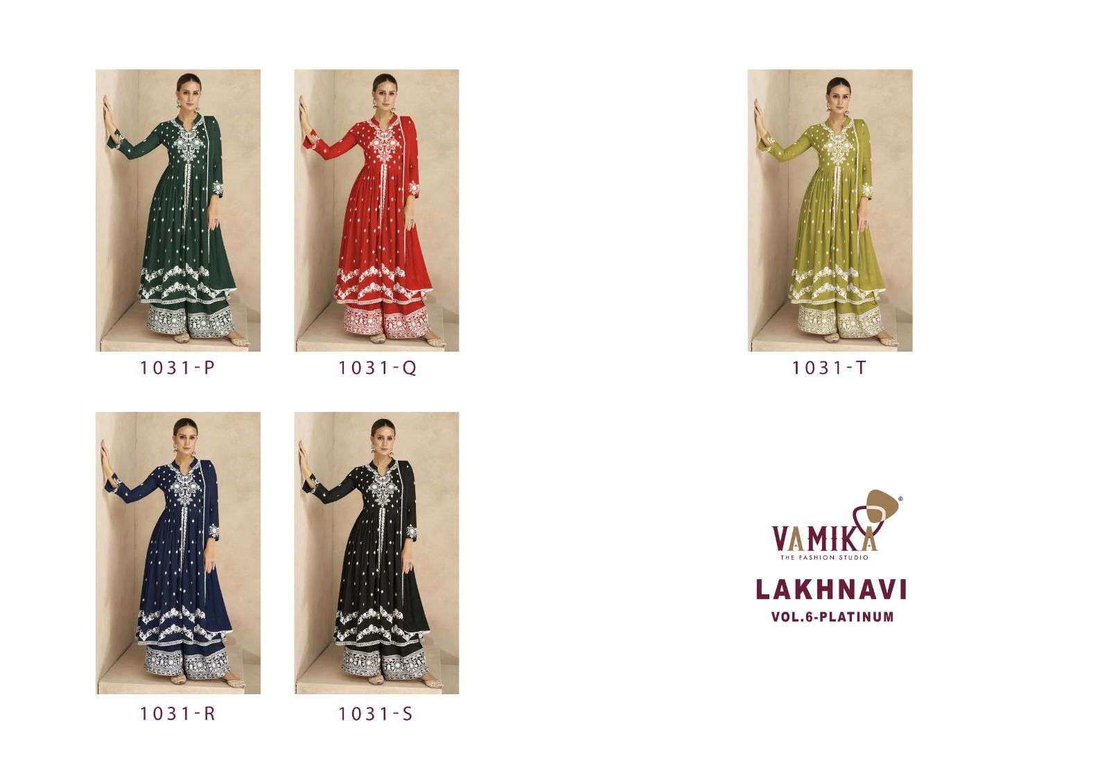 LAKHNAVI VOL-6 PLATINUM BY VAMIKA HEAVY RAYON EMBROIDERY KURTI PLAZO WITH DUPATTA 