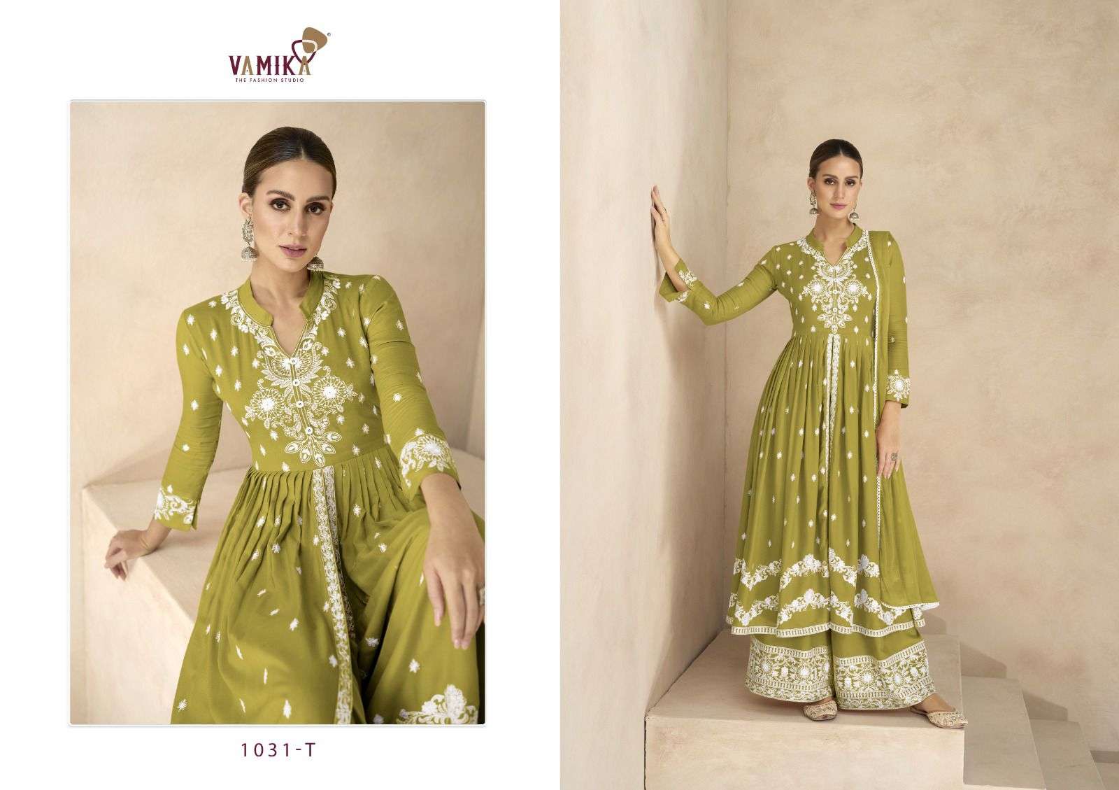 LAKHNAVI VOL-6 PLATINUM BY VAMIKA HEAVY RAYON EMBROIDERY KURTI PLAZO WITH DUPATTA 