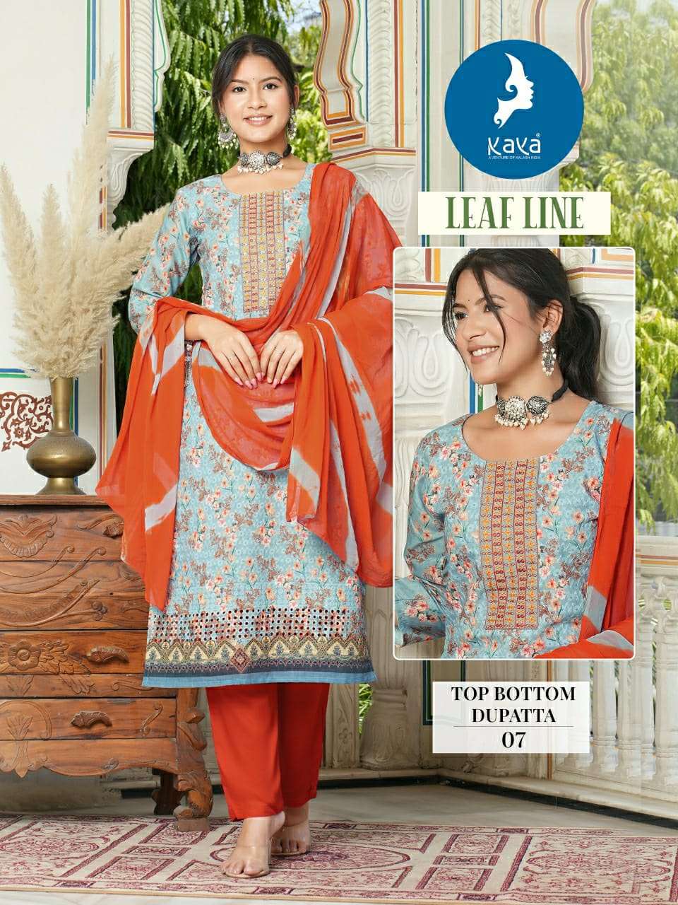 LEAF LINE BY KAYA KURTI CHICKEN COTTON & DIGITAL PRINT INNER WITH ONE SIDE POCKET 