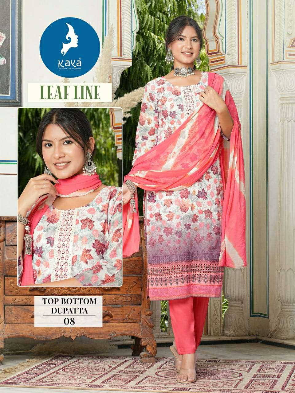LEAF LINE BY KAYA KURTI CHICKEN COTTON & DIGITAL PRINT INNER WITH ONE SIDE POCKET 