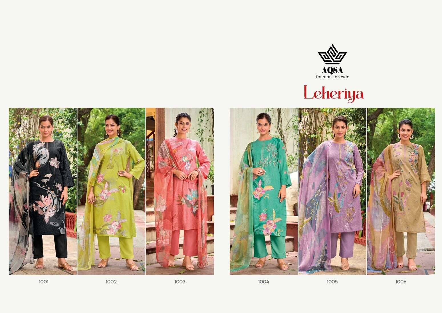 LEHERIYA BY AQSA PURE COTTON UNSTICHED KURTI PANT WITH DIGITAL PRINT DUPATTA 