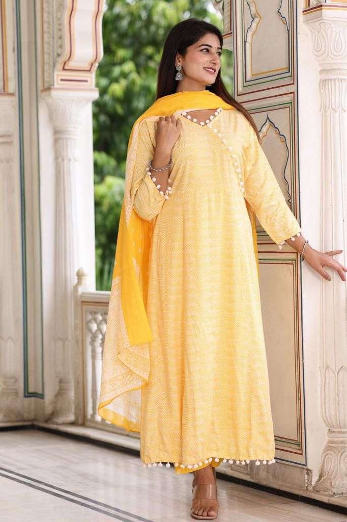 LEHRIYA ANARKALI RAYON PRINTED 3 PIECE SET BY TEXOFAB 