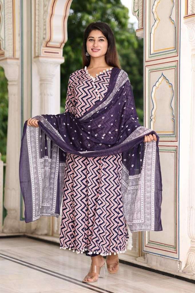 LEHRIYA ANARKALI RAYON PRINTED 3 PIECE SET BY TEXOFAB 