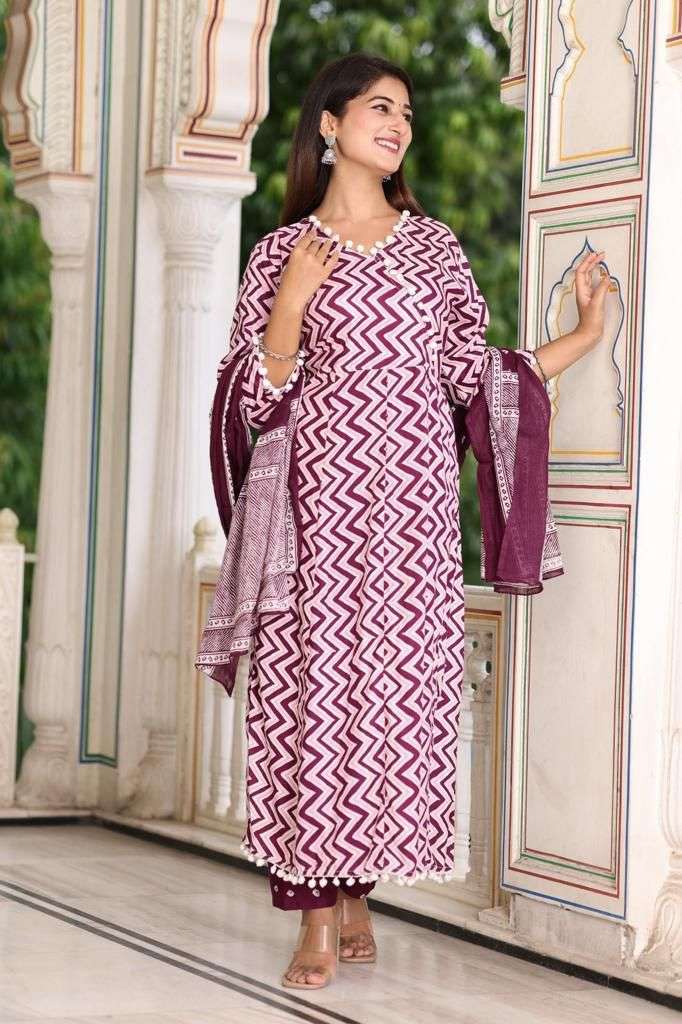 LEHRIYA ANARKALI RAYON PRINTED 3 PIECE SET BY TEXOFAB 