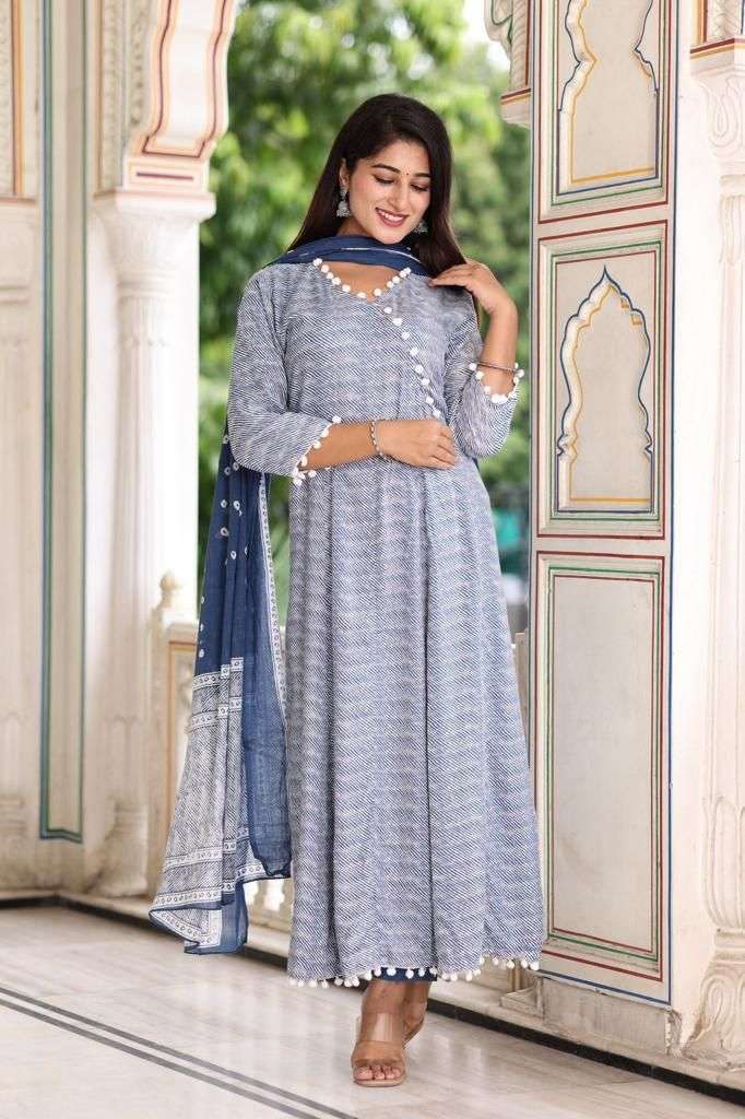LEHRIYA ANARKALI RAYON PRINTED 3 PIECE SET BY TEXOFAB 