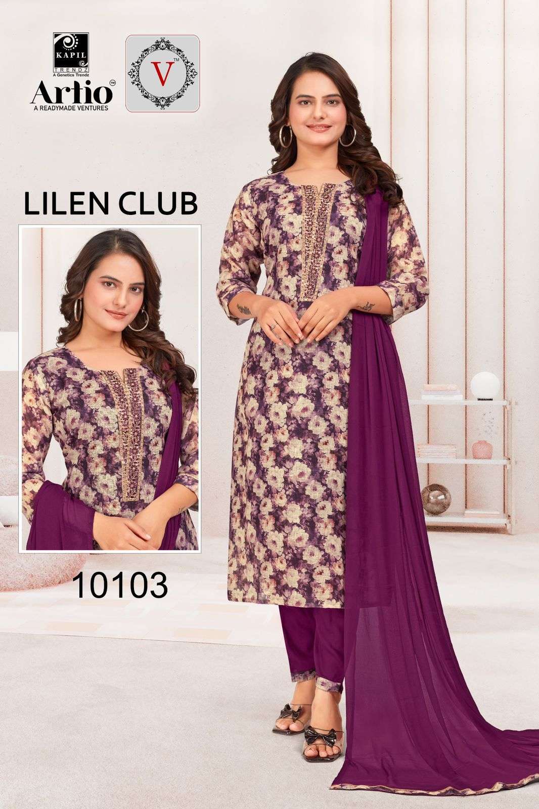 LINEN CLUB BY KAPIL TRENDZ LINEN PRINT WITH FANCY EMBROIDERY WORK 3 PCS SET 