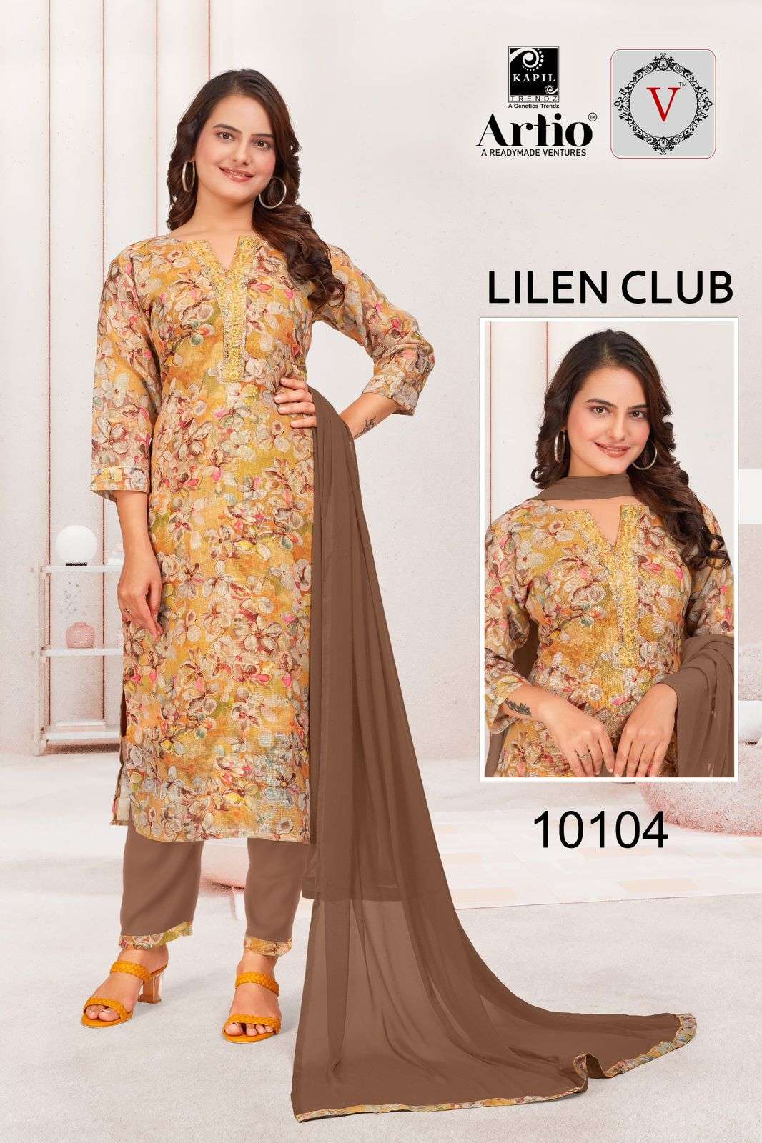 LINEN CLUB BY KAPIL TRENDZ LINEN PRINT WITH FANCY EMBROIDERY WORK 3 PCS SET 