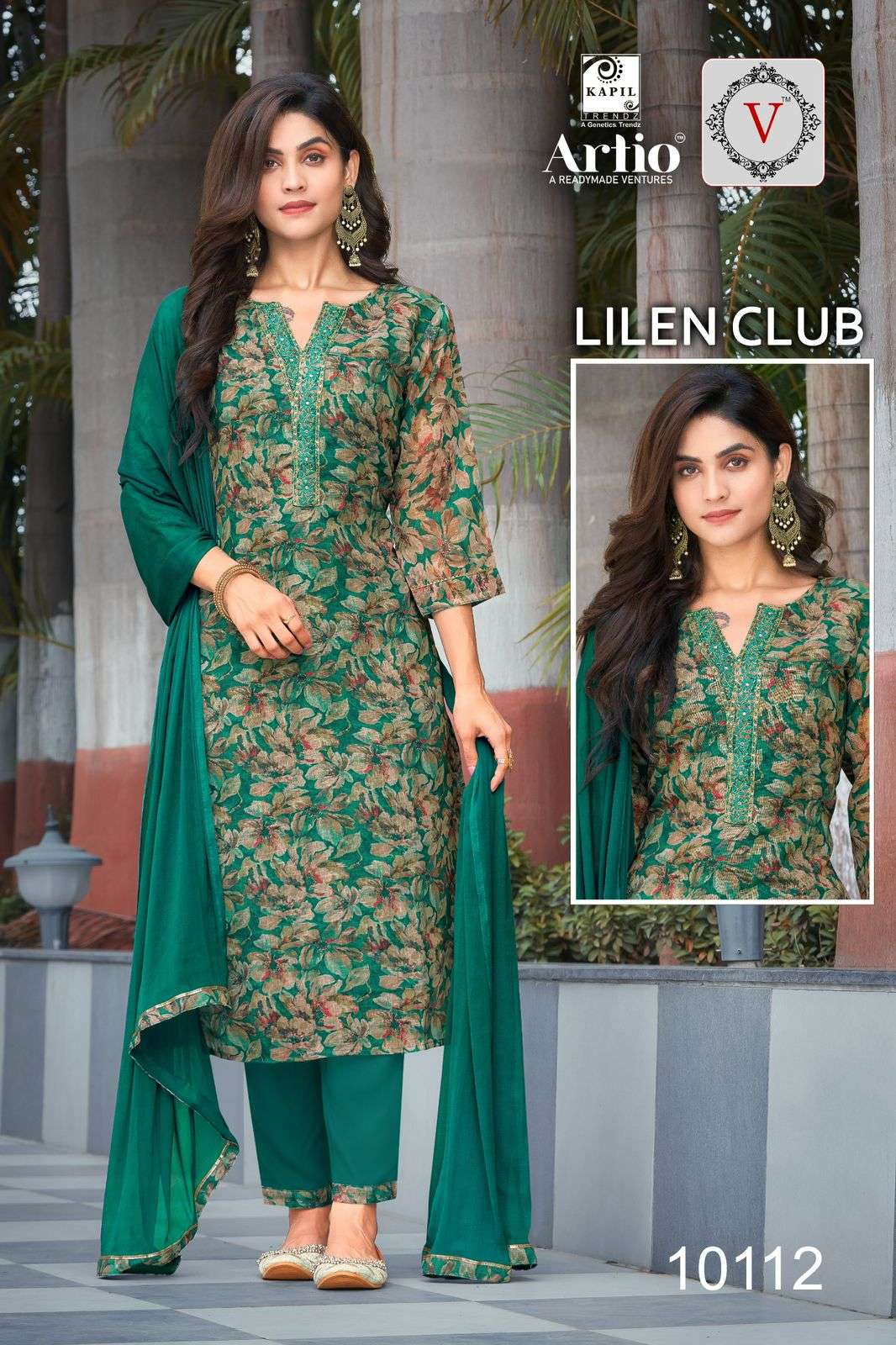 LINEN CLUB BY KAPIL TRENDZ LINEN PRINT WITH FANCY EMBROIDERY WORK 3 PCS SET 
