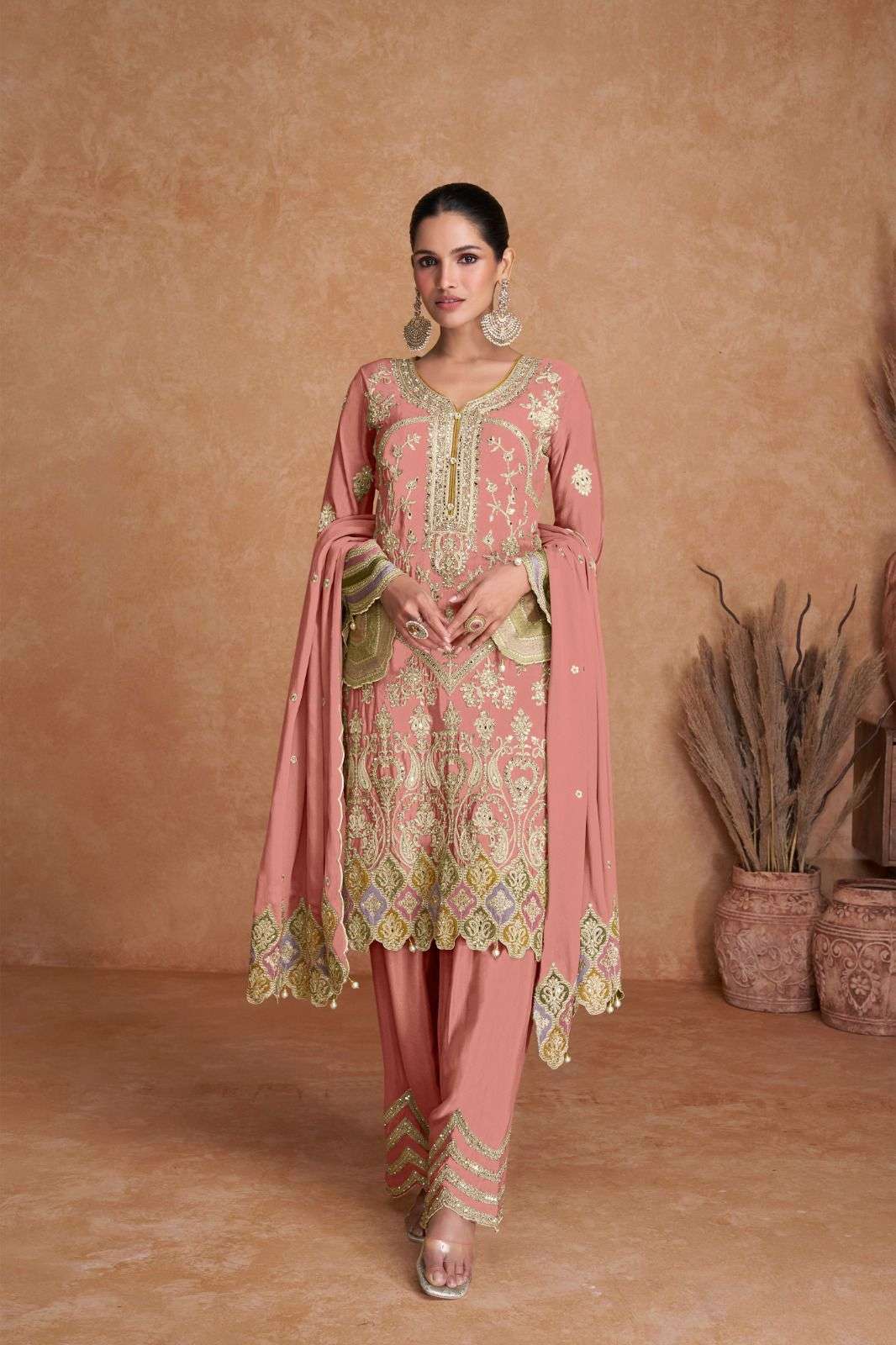 LIYANA VOL-1 BY GULKAYRA DESIGNER REAL CHINON HEAVY EMBROIDERY KURTI PANT WITH DUPATTA 