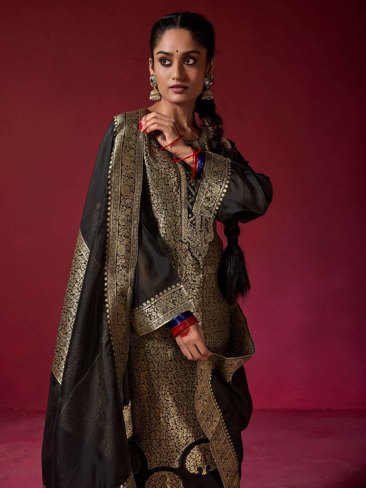 LOREN EDITION VOL-2 BY FOURDOTS SIMAR SILK KURTI PANT WITH PRINTED DUPATTA 