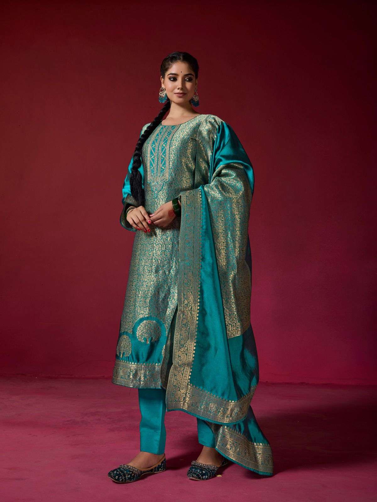 LOREN EDITION VOL-2 BY FOURDOTS SIMAR SILK KURTI PANT WITH PRINTED DUPATTA 