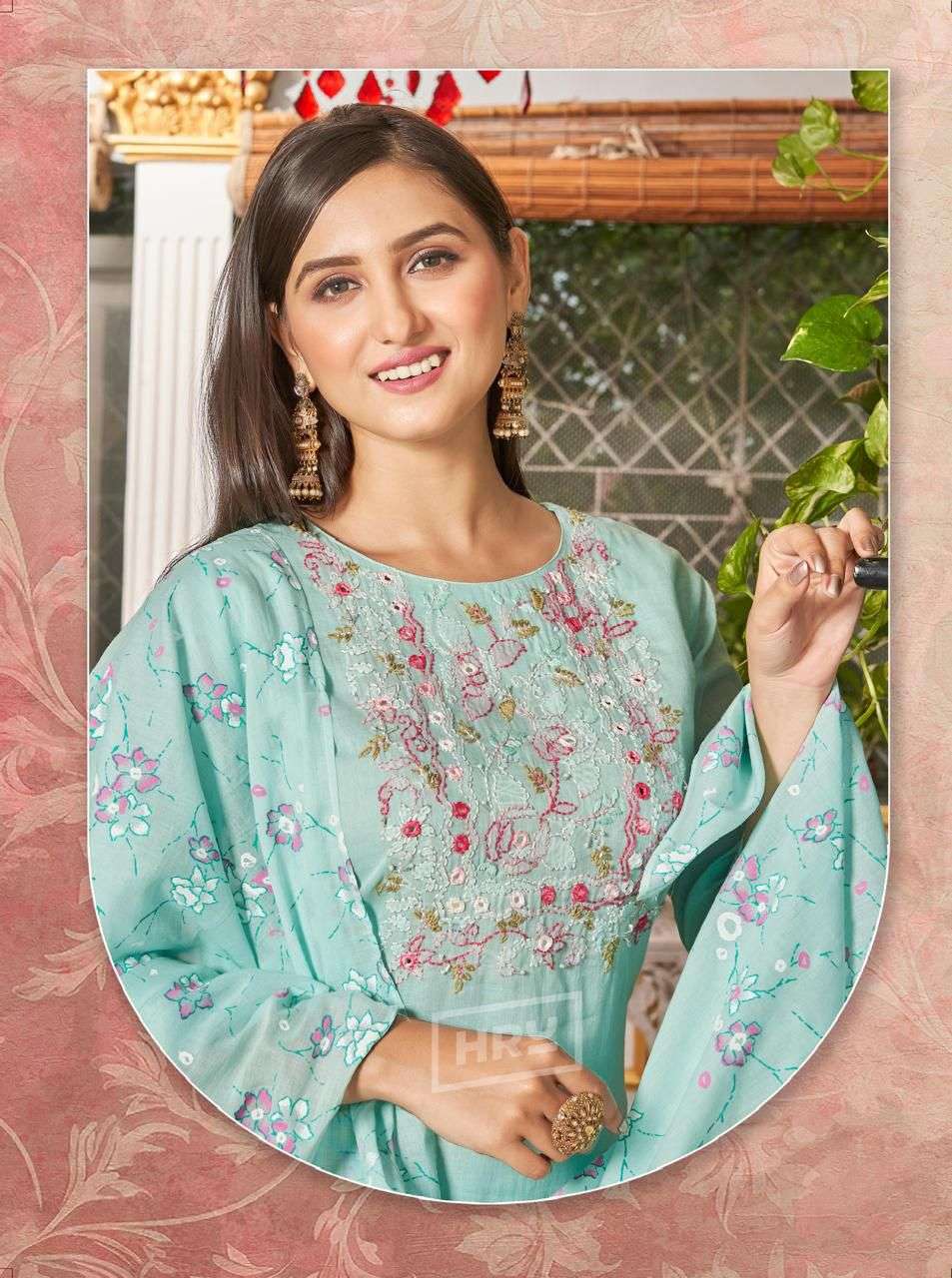 LUCKNAWI SUTA VOL-4 BY HRU PURE LAKHNAVI EMBROIDERY KAATHA WORK 3 PCS SET 