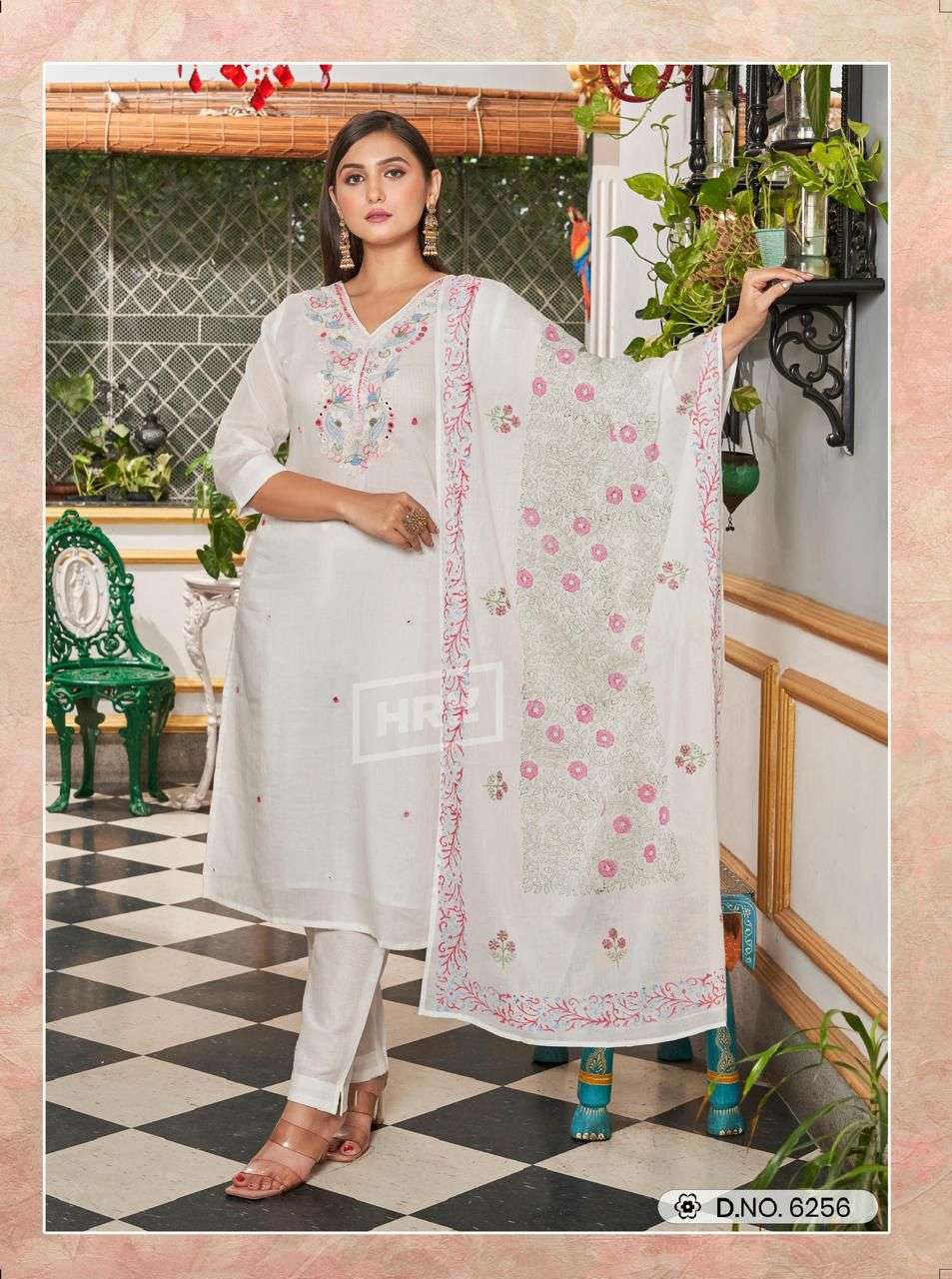 LUCKNAWI SUTA VOL-4 BY HRU PURE LAKHNAVI EMBROIDERY KAATHA WORK 3 PCS SET 
