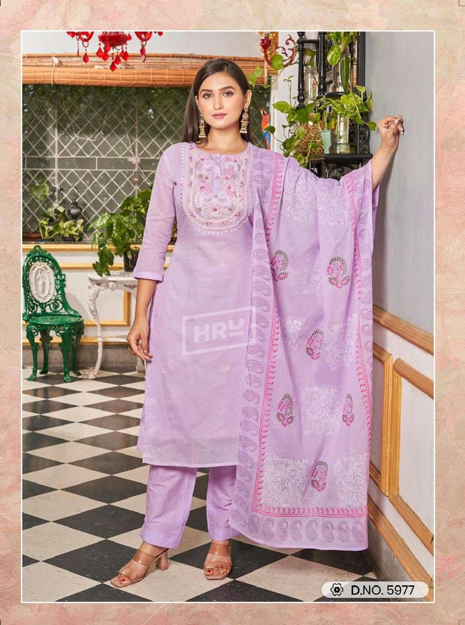 LUCKNAWI SUTA VOL-4 BY HRU PURE LAKHNAVI EMBROIDERY KAATHA WORK 3 PCS SET 