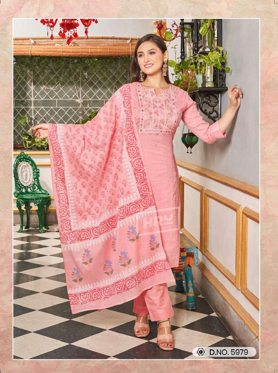 LUCKNAWI SUTA VOL-4 BY HRU PURE LAKHNAVI EMBROIDERY KAATHA WORK 3 PCS SET 